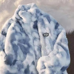 Fleece'owa kurtka w stylu tie-dye dla miękkiej dziewczyny, odzież na jesień/zimę