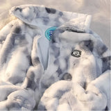 Fleece'owa kurtka w stylu tie-dye dla miękkiej dziewczyny, odzież na jesień/zimę