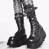 Kup proste czarne buty na platformie w stylu punk-czarownicy