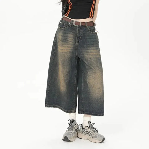 Y2K Oversize-Jorts: Luzne szorty dżinsowe w stylu streetwear