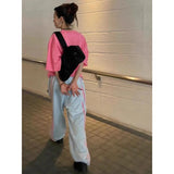 Workiaste spodnie w pastelowych kolorach w koreańskim stylu ze wzorem w paski dla modnego wyglądu