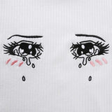 Słodki sweter E-Girl z haftem w kształcie oczu z kreskówki