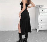 Czarny długi spódniczka e-girl dla kobiet