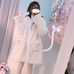 Kurtka soft girl w stylu Manga-Kot Lolita różowa i biała
