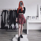 Gotycka spódnica w czerwoną kratę Punk Woman