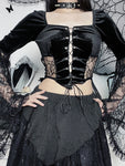 Top crop gothic w stylu gorsetu z rękawami z siatki