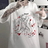 Gothic T-Shirt z anime z nadrukiem na rękawach w kolorze białym