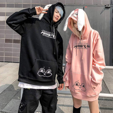 Styl Pull-Over E-Girl Harajuku z kawaii motywem zającem