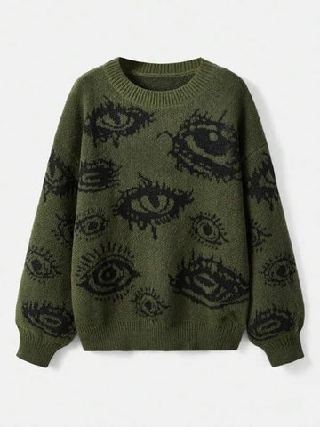 Sweter w wzór oczek w stylu E-Girl