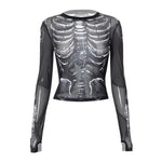 Gothic Longsleeve z wzorem szkieletu dla kobiet