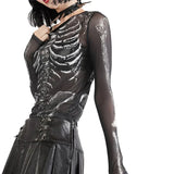Gothic Longsleeve z wzorem szkieletu dla kobiet