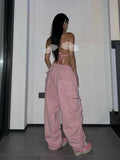 Y2K Rosa Cargo-Spodnie w stylu oversize dla stylu Hip-Hop