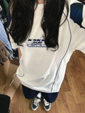 Y2K 2000er koszulki koreańskie w dużych rozmiarach w białym i niebieskim kolorze