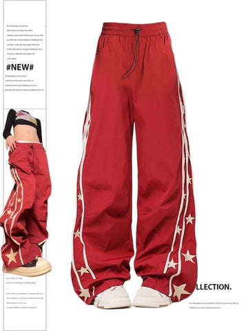 Wygodna Czerwona Spodenka Streetwear Y2K Wysoka Talia