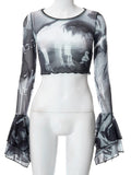 Transparentne crop topy dla kobiet, inspirowane gothic punk modą