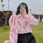 Bluzka e-girl w kwiatowy styl koreański
