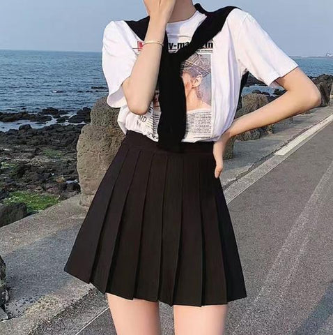 Krótka spódnica e-girl dla kobiet z wysokim pasem