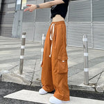 Pomarańczowe Workowate Spodnie Hiphop y2k