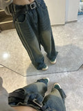 Dżinsy Y2K o wysokim stanie w stylu streetwear z szeroką nogawką