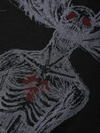 Gotycka bluza z nadrukiem szkieletu dla mrocznego wyglądu