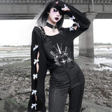 Sweter w stylu E-girl czarny ze wzorem gotyckim