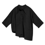 Bluza grunge o asymetrycznym kroju w stylu koreańskim w kolorze czarnym