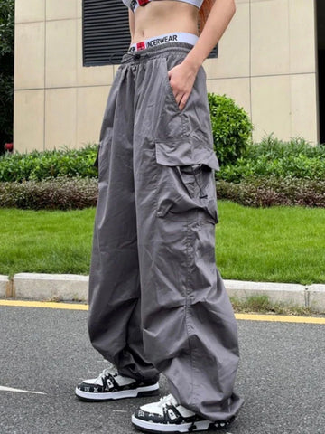 Oversize Y2K spodnie Cargo z kieszeniami dla looku streetwear
