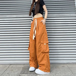 Pomarańczowe Workowate Spodnie Hiphop y2k