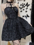 Eleganckie Suknie A-Linia z Splotem Gothic Emo z obszyciami Baldachimu